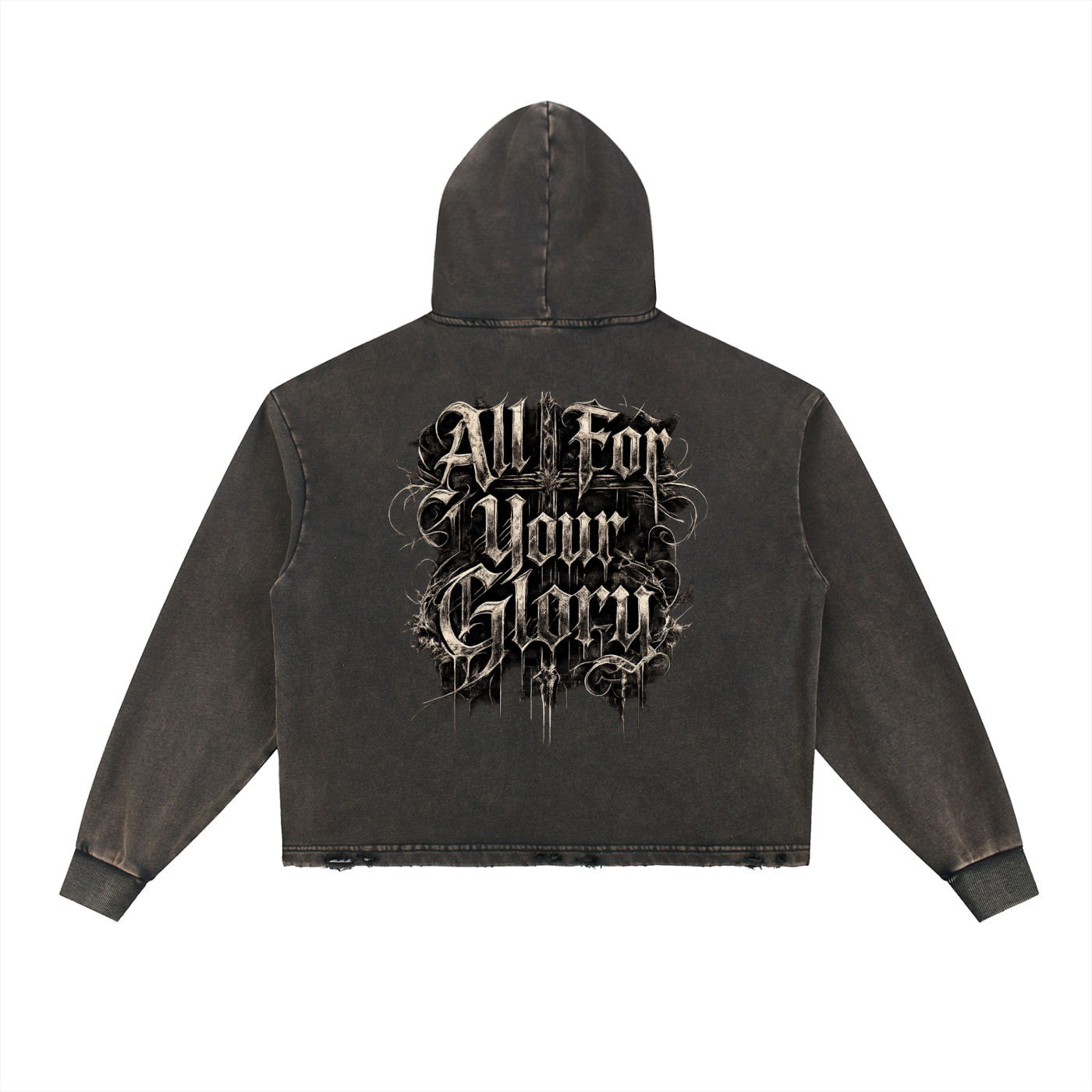 Vintage Washed Frayed-Hem Hoodie