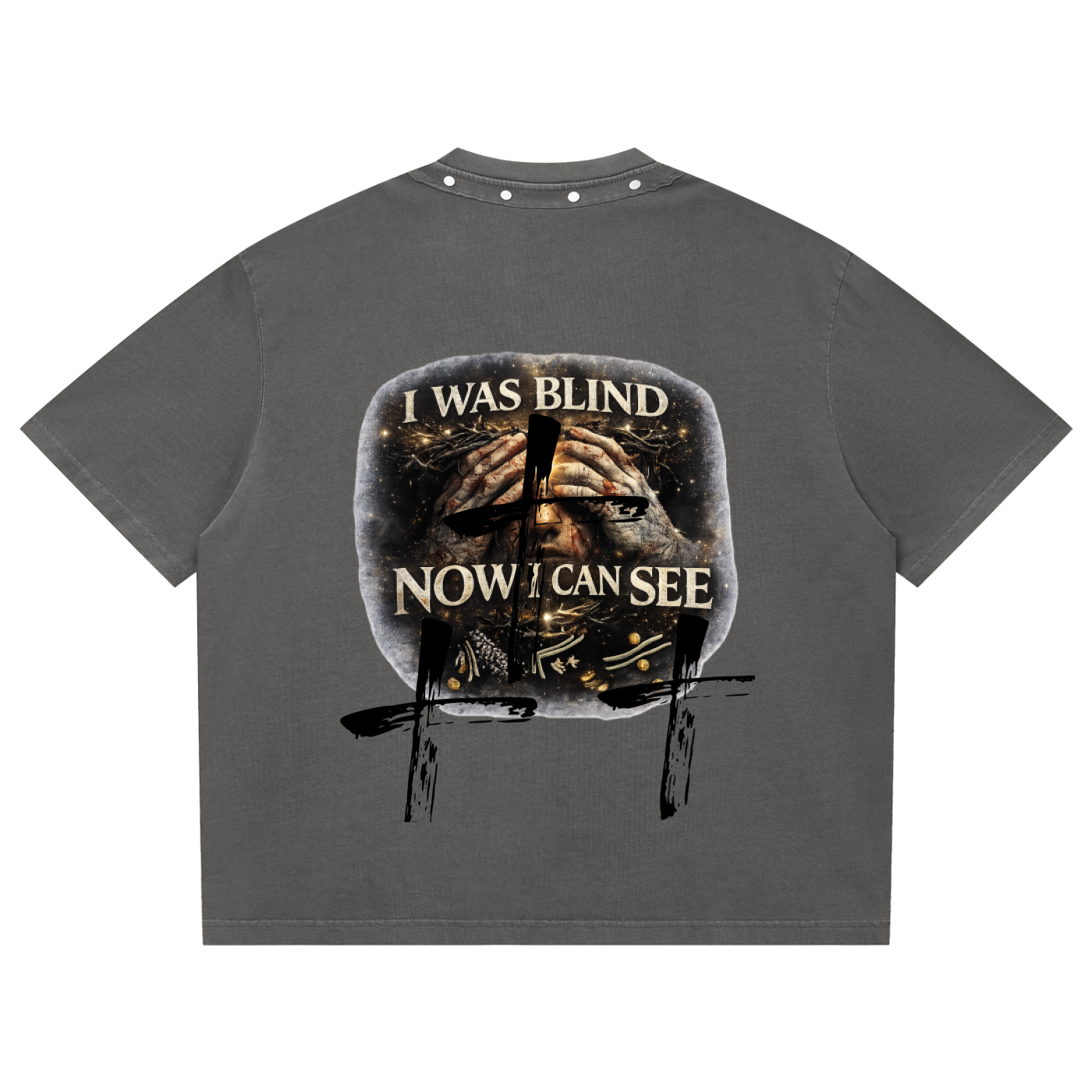 Unisex Washed Boxy Studded T-Shirt