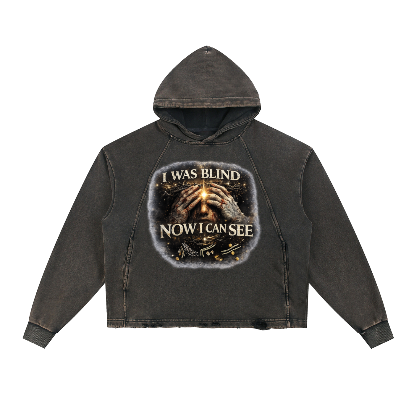 Vintage Washed Frayed-Hem Hoodie